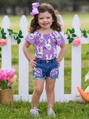 Smart Bunnies Polka Dot Denim Shorts Set