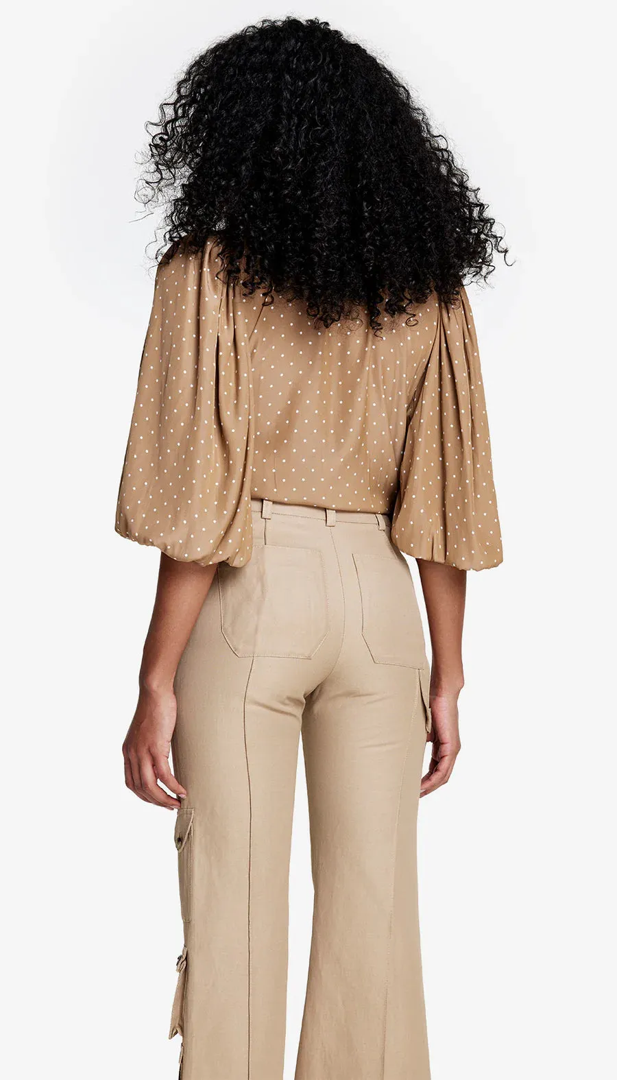 SMYTHE PLEATED TIE NECK BLOUSE