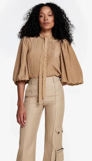 SMYTHE PLEATED TIE NECK BLOUSE