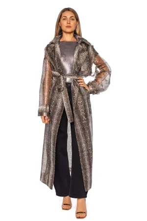 Snake Silk Organza Belted Trench Coat