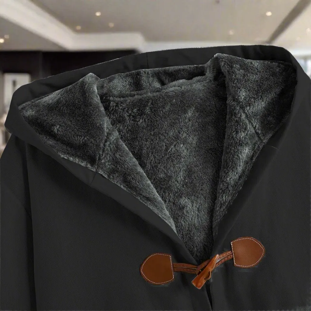 Solid Black Fleece Blanket Coat