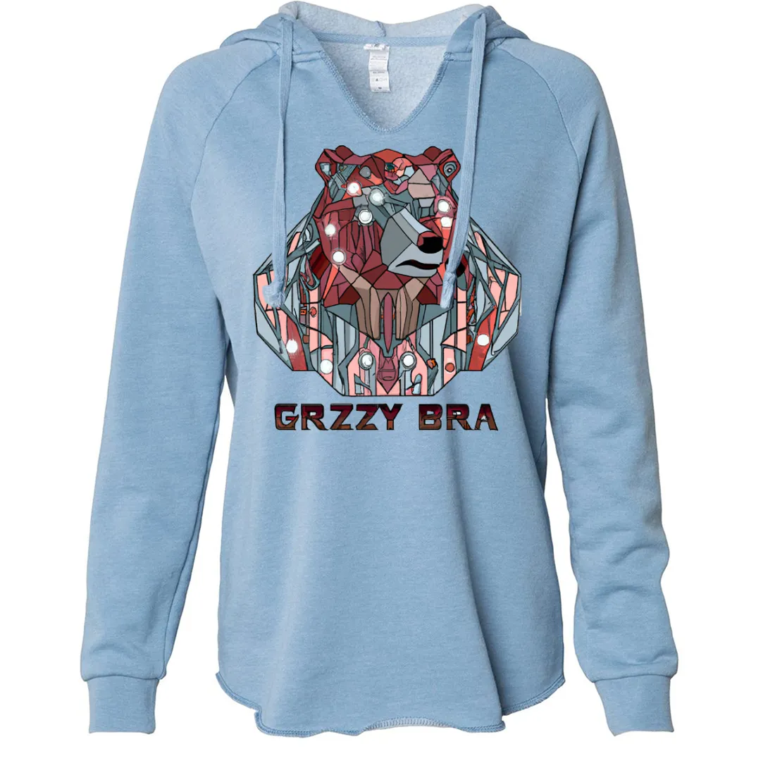 Stained Glass Cyborg Grizzly Bear GRZZY BRA Women's Soft Hooded Pullover