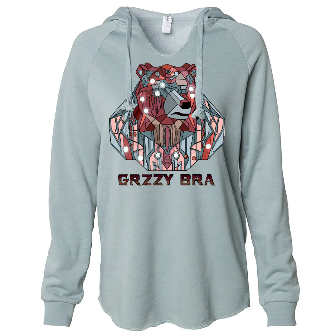 Stained Glass Cyborg Grizzly Bear GRZZY BRA Women's Soft Hooded Pullover
