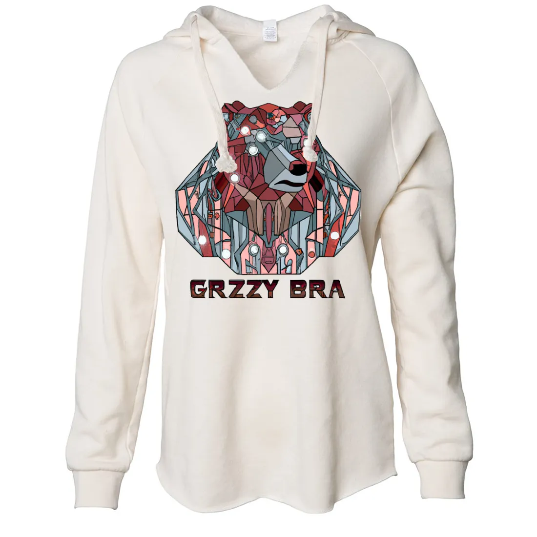 Stained Glass Cyborg Grizzly Bear GRZZY BRA Women's Soft Hooded Pullover