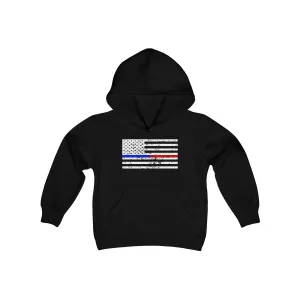 Standard Distressed Flag © Youth Hoodie (Thin Blue / Red Line Duo)