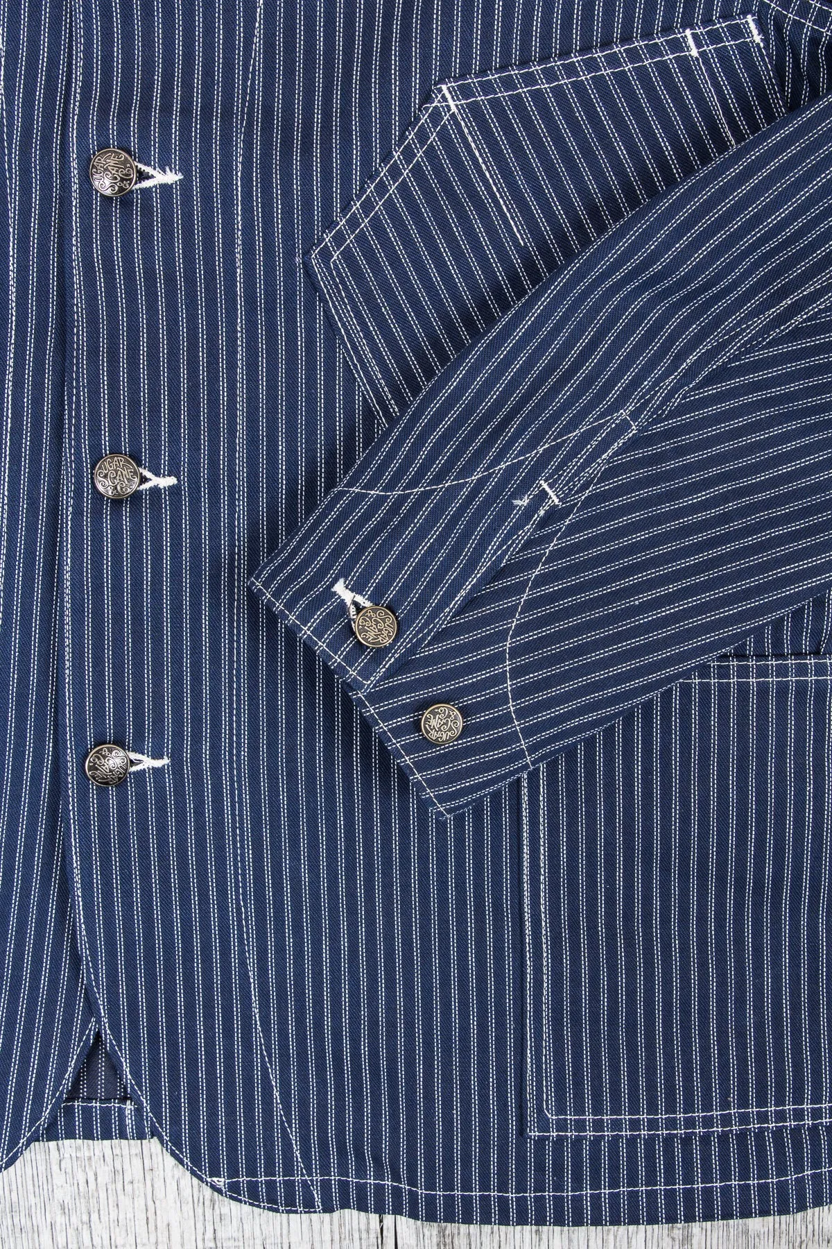 Sugar Cane Indigo Stripe Work Coat