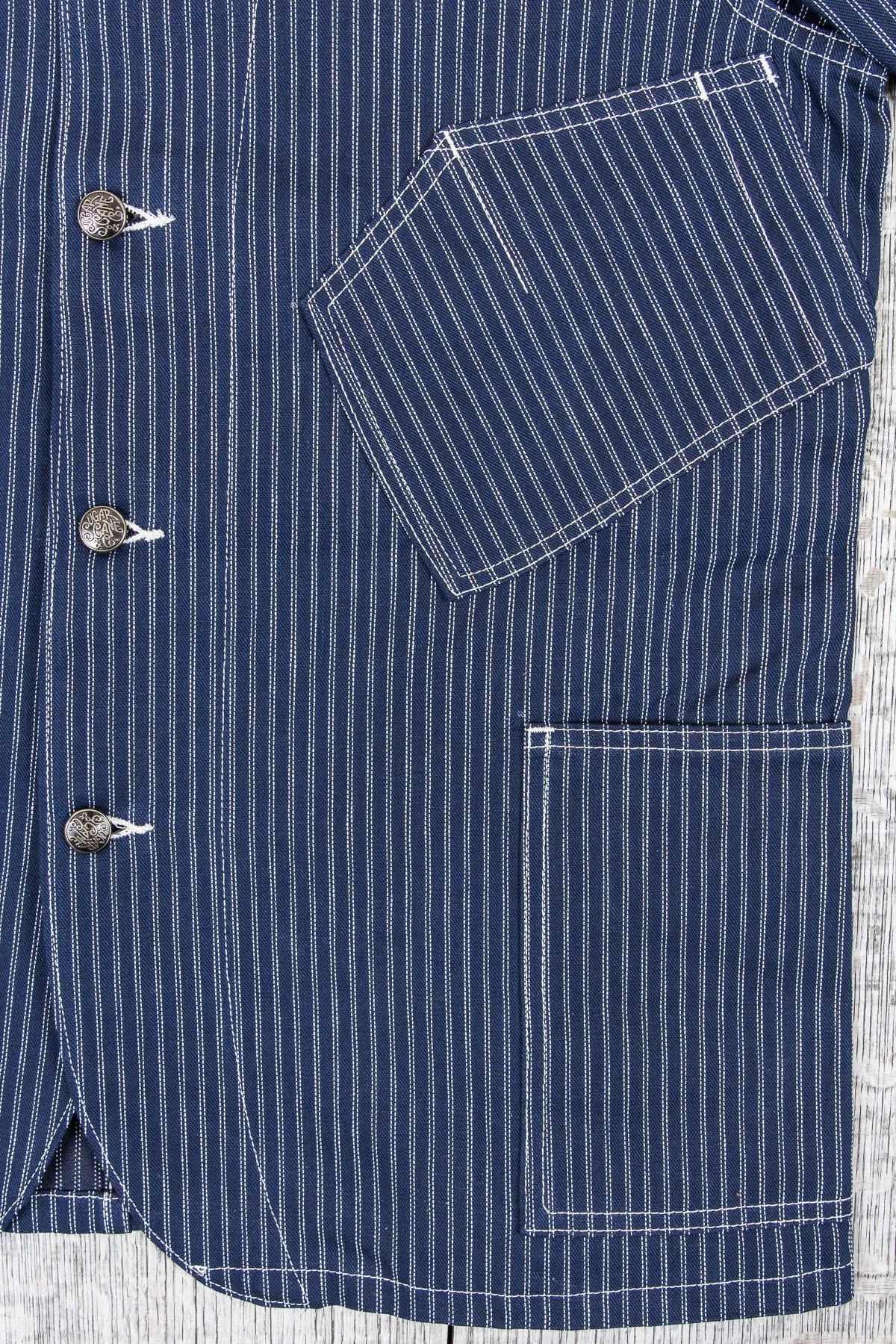 Sugar Cane Indigo Stripe Work Coat