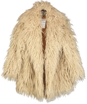 Superdry Beige Mid Length Faux Fur Coat UK 16
