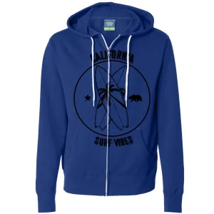 Surf Vibes Black Print Zip-Up Hoodie