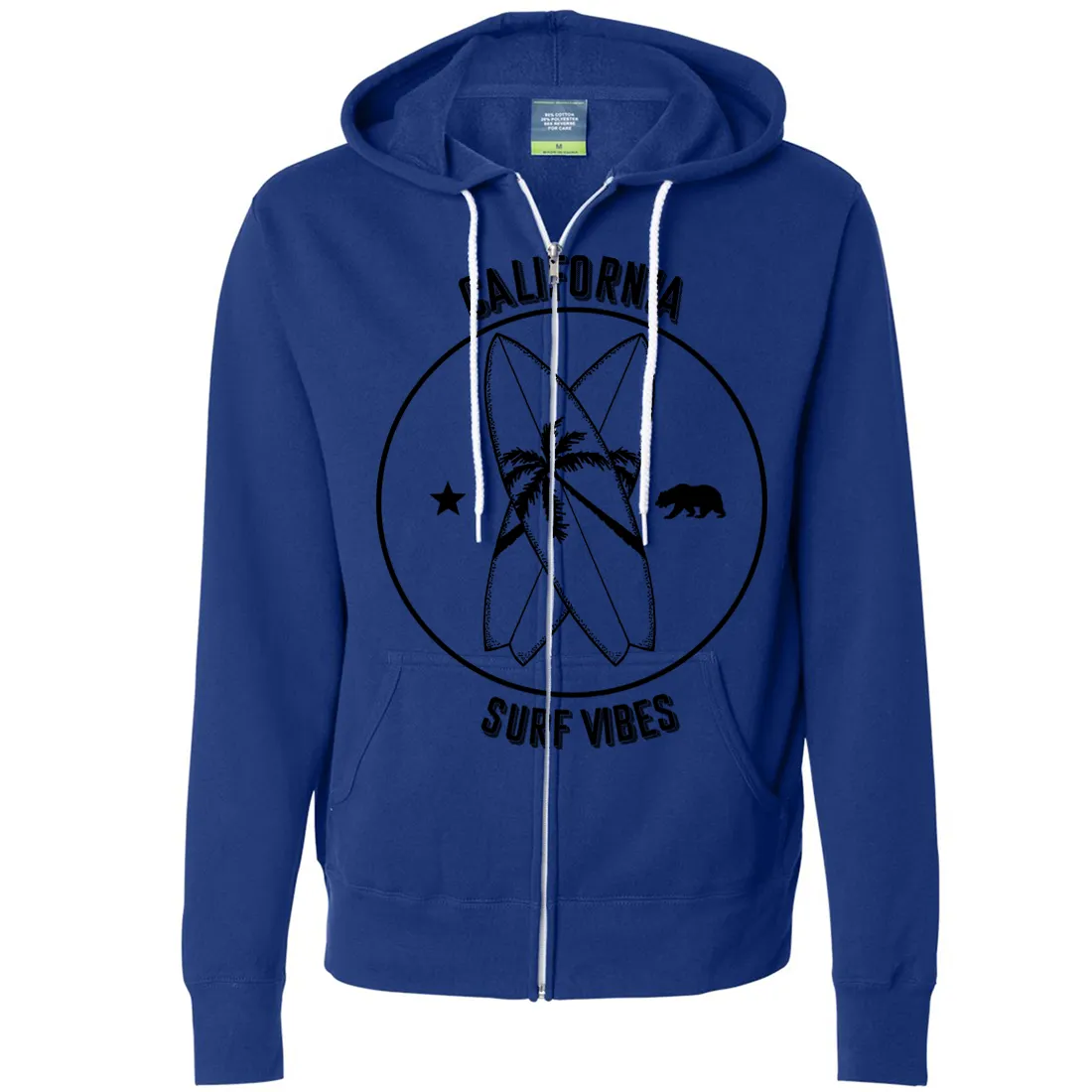 Surf Vibes Black Print Zip-Up Hoodie