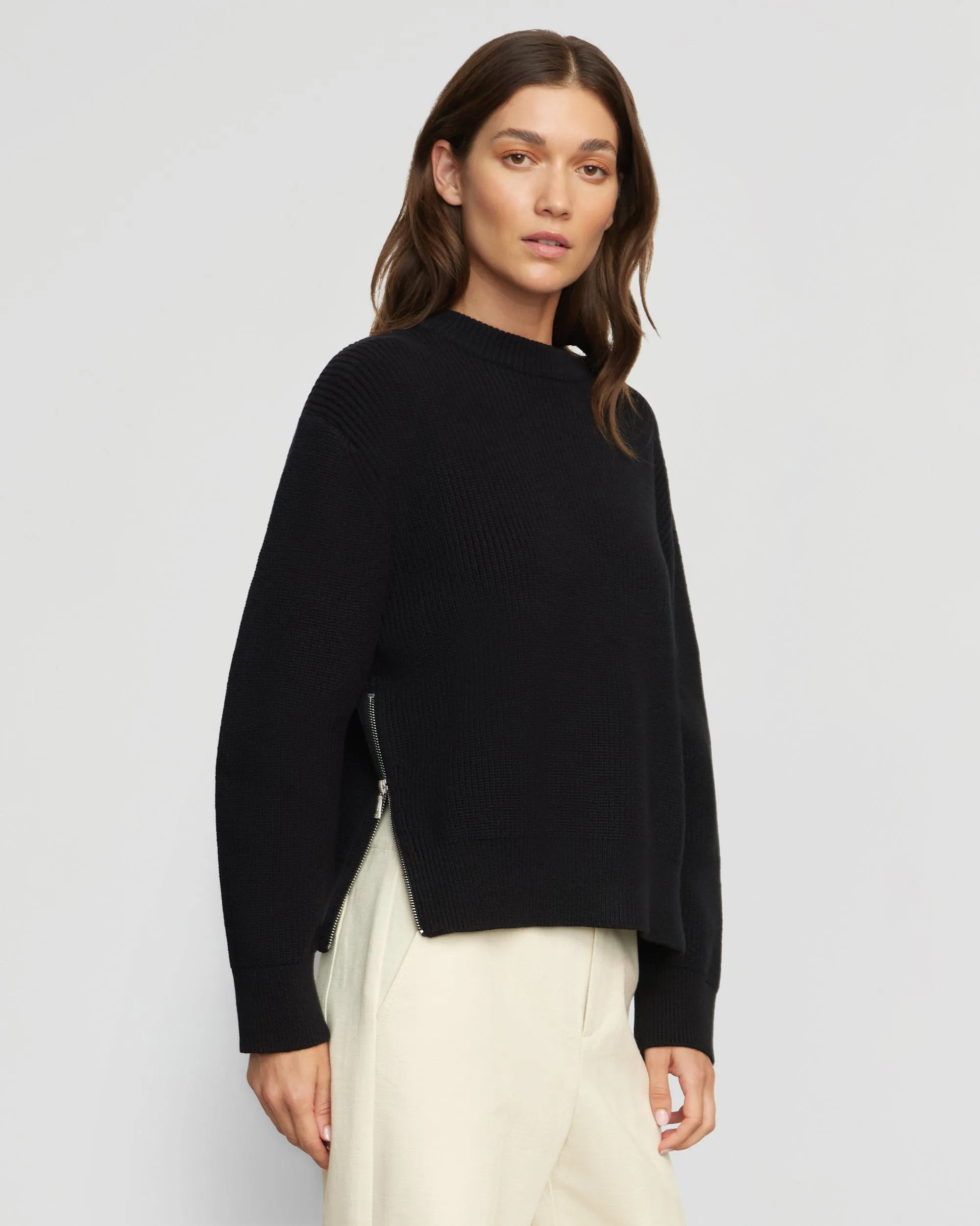 Tate Organic Cotton Side-Zip Sweater