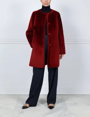The Tempest Reversible Shearling Coat in Merlot