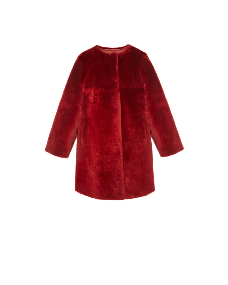 The Tempest Reversible Shearling Coat in Merlot