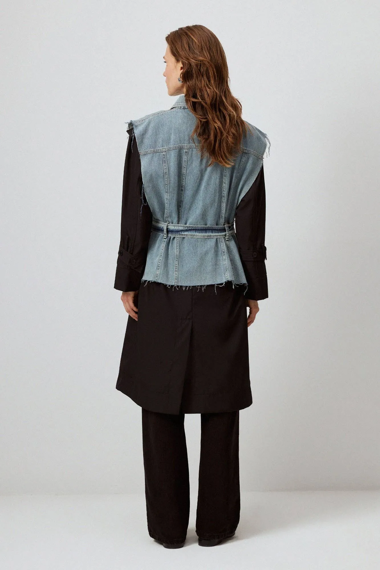 Touché Women's Denim Mixed Media Detailed Trench Coat