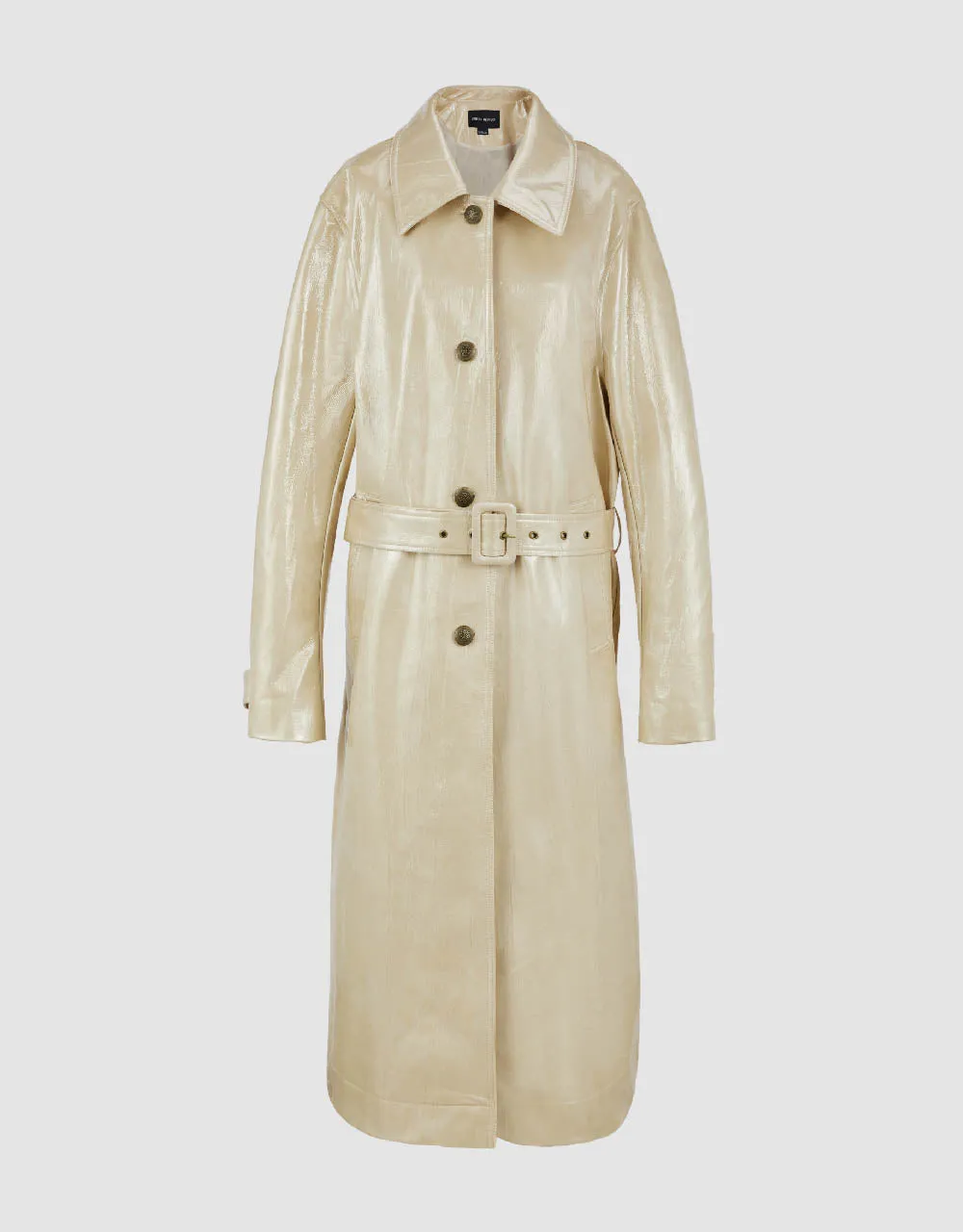 Vegan Leather Trench Coat With Belt