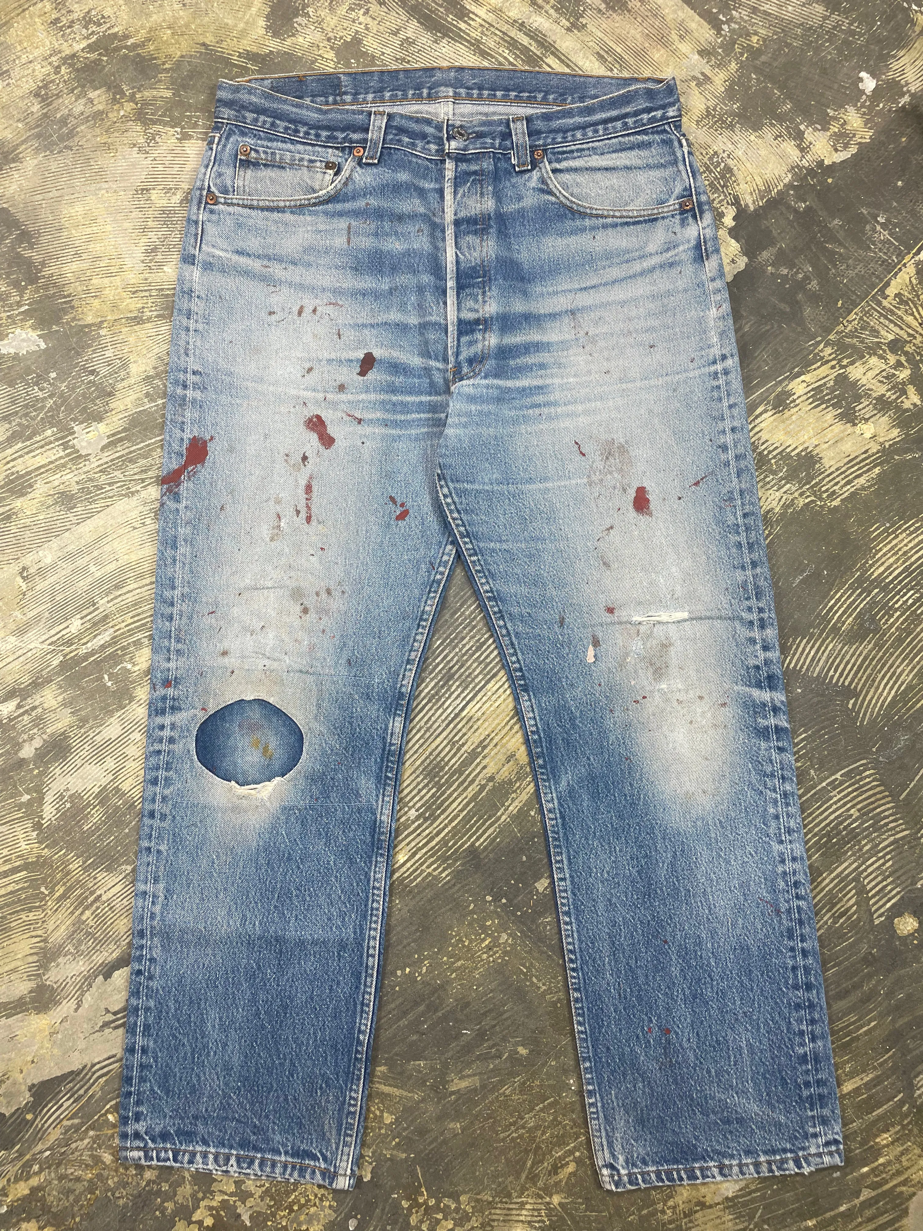 Vintage Levi 501 USA Premium Wash & Paint Denim Jeans (JYJ-0324)