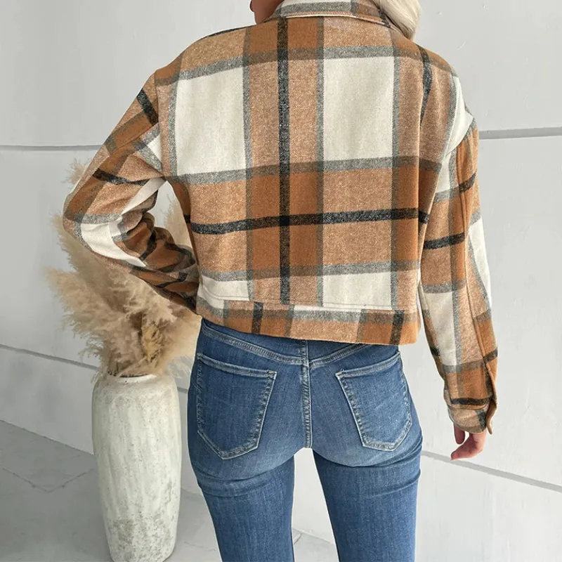 Vintage Plaid Short Jacket – Classic Y2K Streetwear
