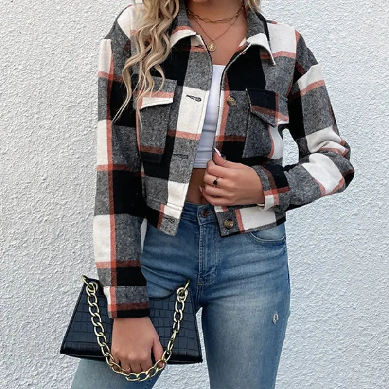 Vintage Plaid Short Jacket – Classic Y2K Streetwear