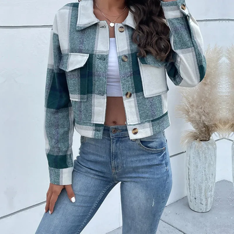 Vintage Plaid Short Jacket – Classic Y2K Streetwear