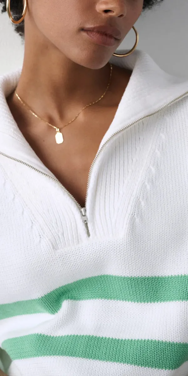 White   Warren Stripe Quarter Zip
