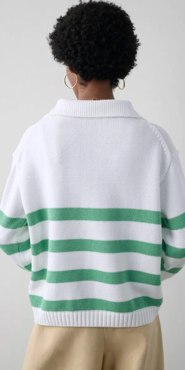 White   Warren Stripe Quarter Zip