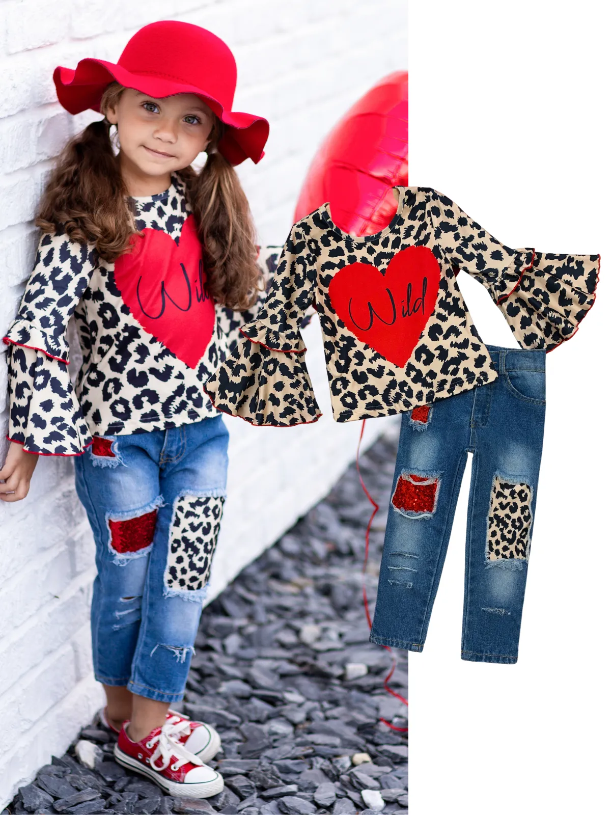 Wild Heart Patched Jeans Set