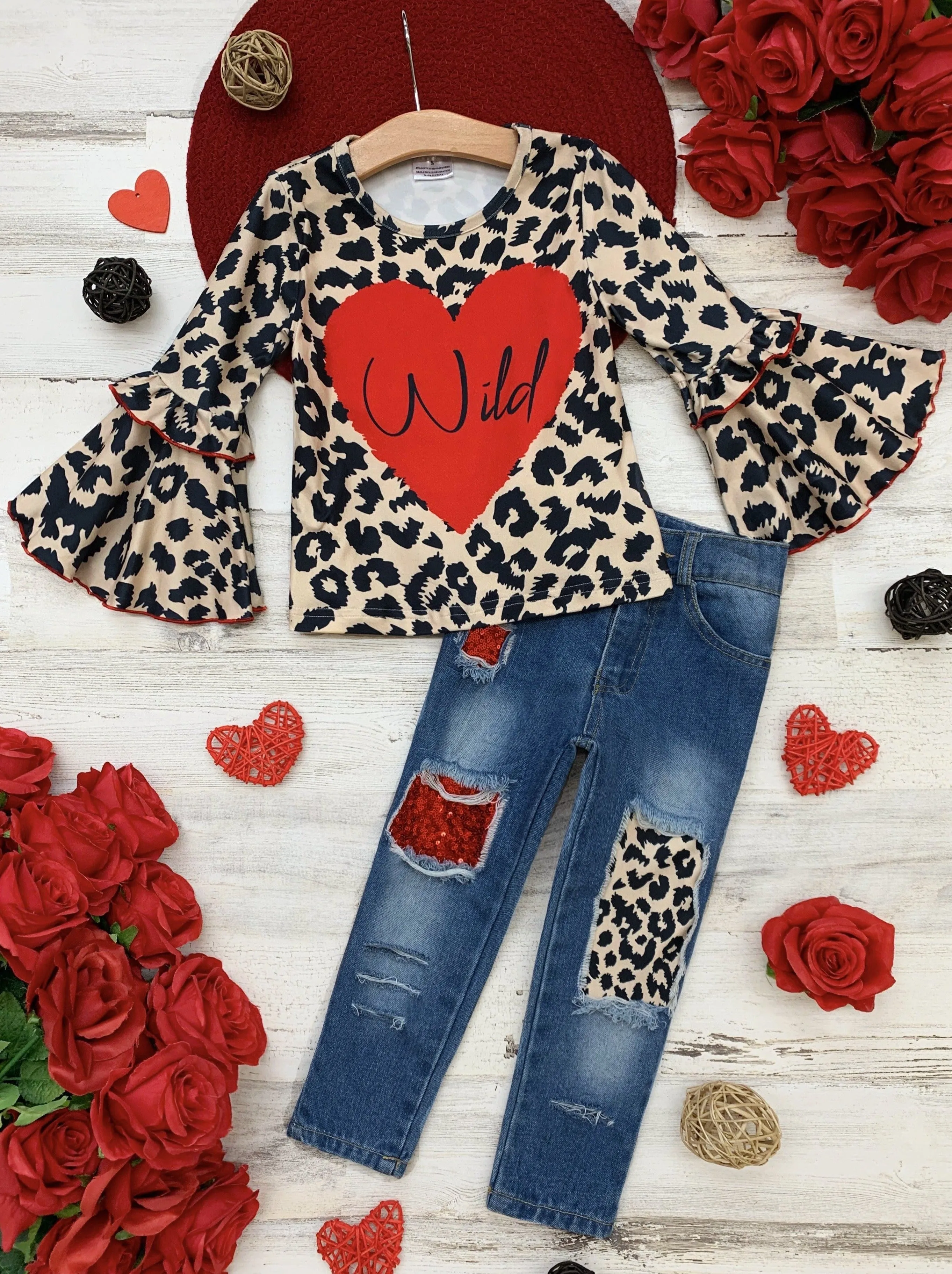 Wild Heart Patched Jeans Set