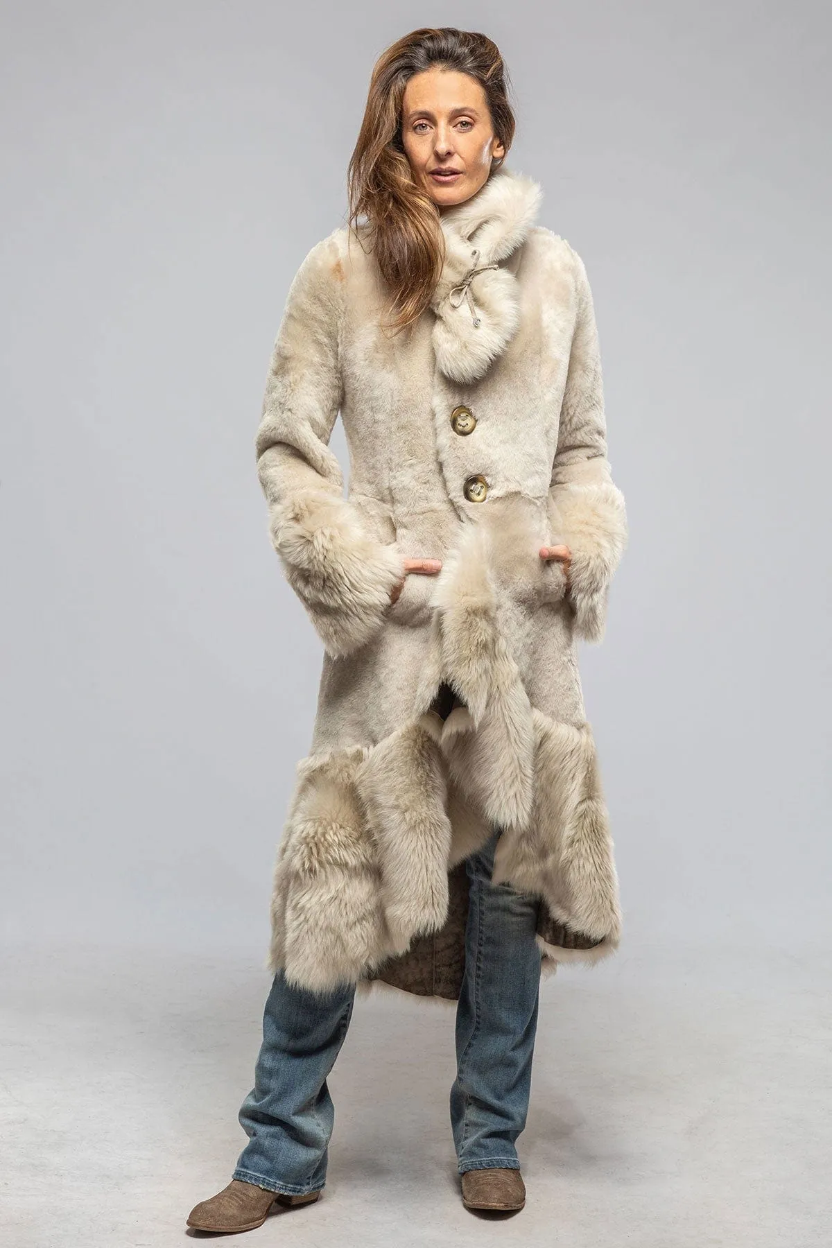 Wild Reversible Long Shearling In Icy Tundra