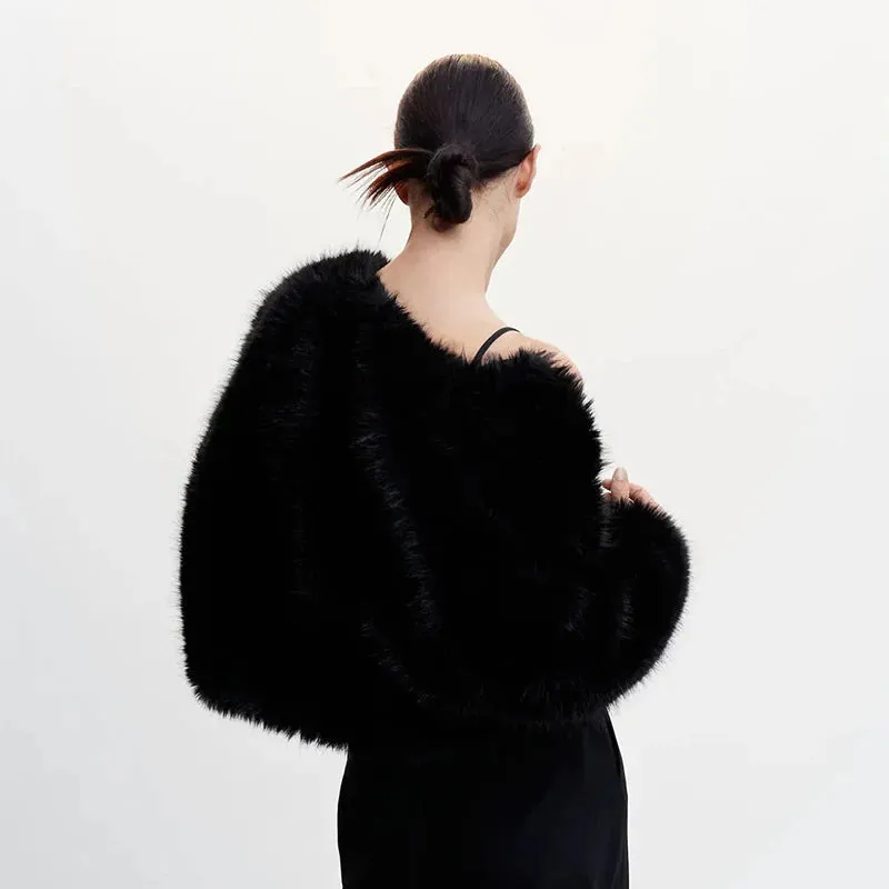 Winter Warm Coat Brand Black Jacket Girls Hot Ins Fur Fashion Luxury Women Cozy Fur  Street Reduced price Short Fashion Chic Faux Cropped High-performance