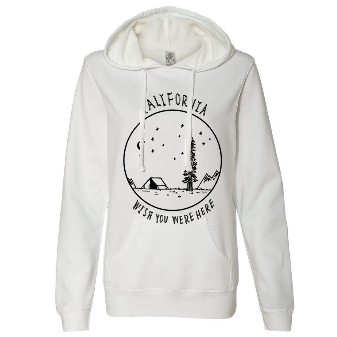 Wish You Were Here Black Print Ladies Lightweight Fitted Hoodie