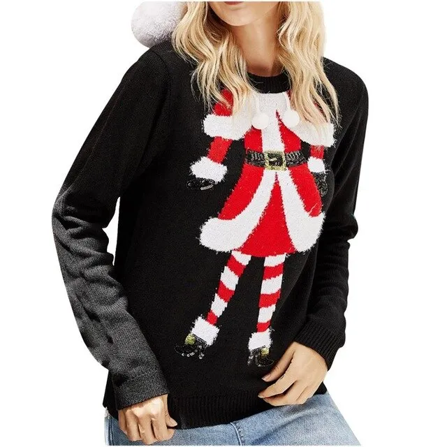 Women Christmas Lights Decorate Jacquard-Weave Knit Sweater
