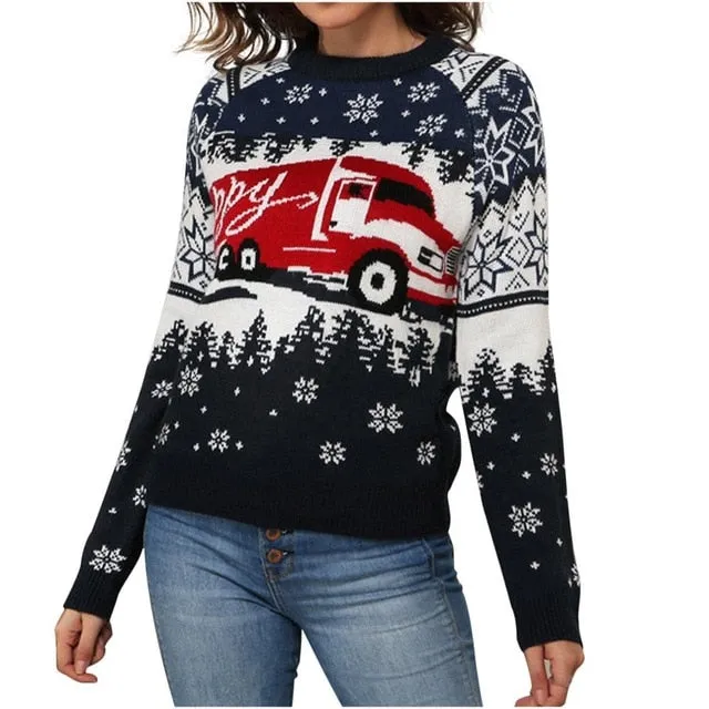 Women Christmas Lights Decorate Jacquard-Weave Knit Sweater