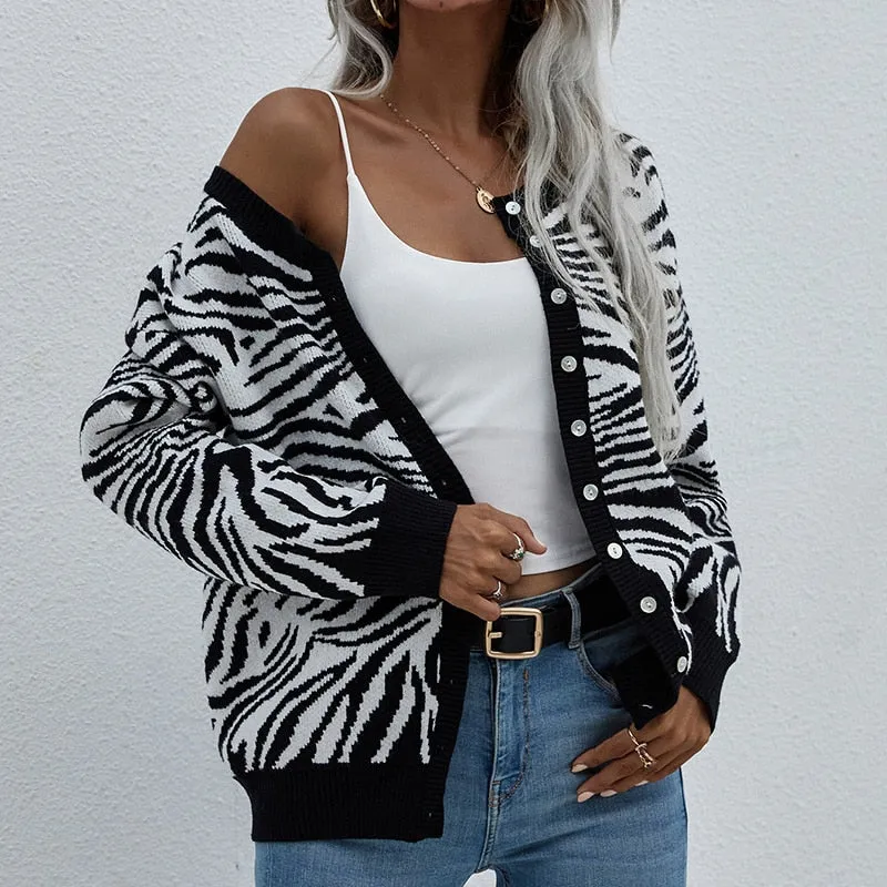 Women Sweaters Winter Button Up Cardigans Knitted Streetwear