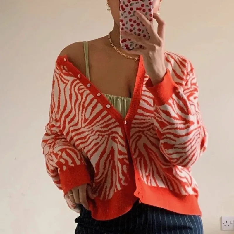 Women Sweaters Winter Button Up Cardigans Knitted Streetwear