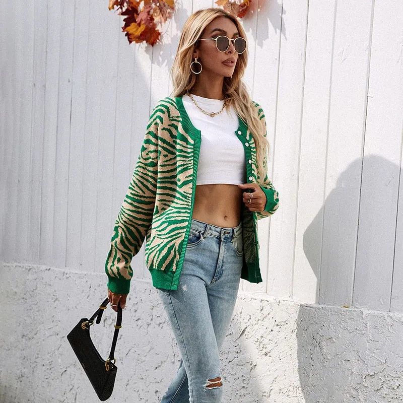 Women Sweaters Winter Button Up Cardigans Knitted Streetwear