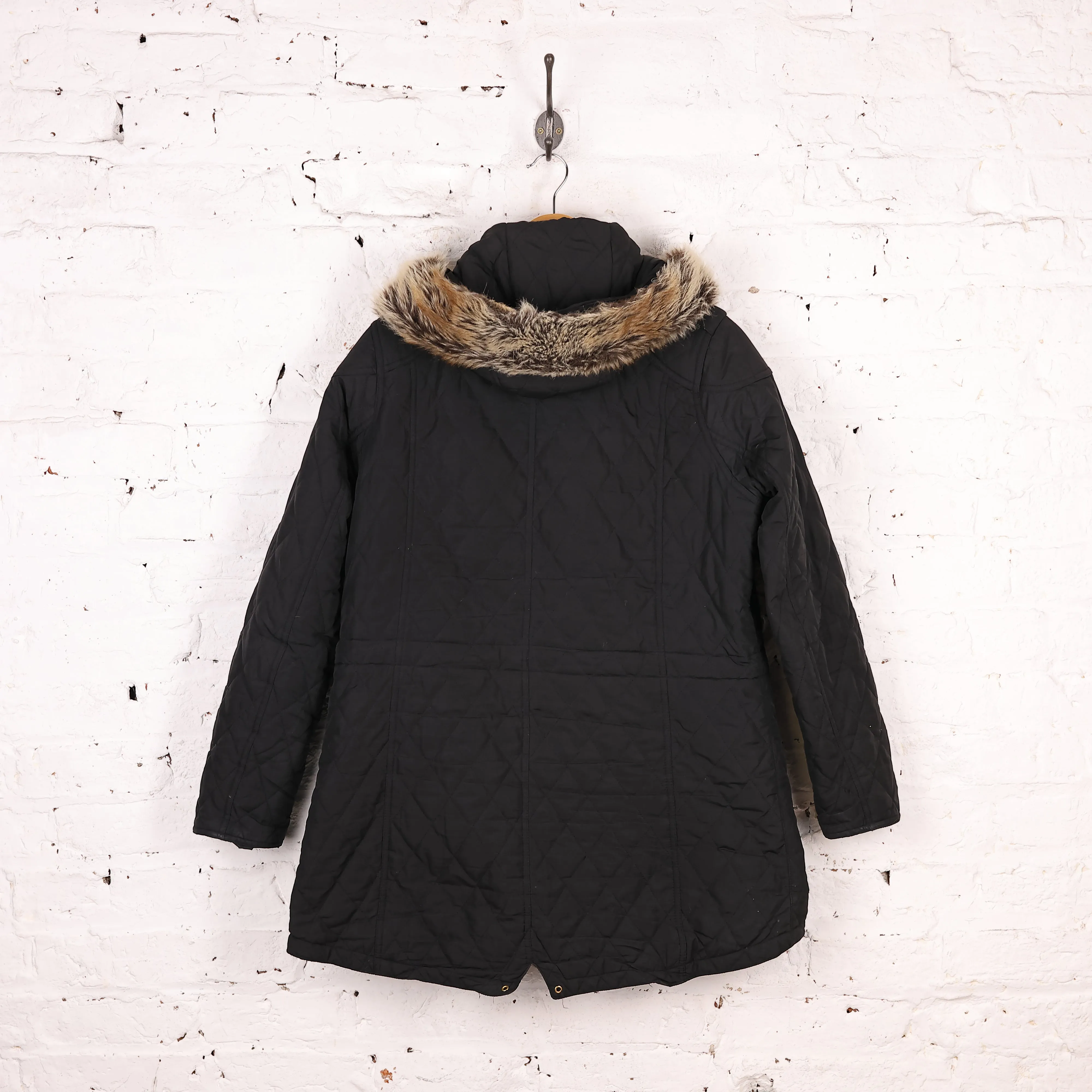 Women's Barbour International Enduro Quilt Parka Jacket - Black - Women's XL