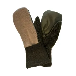 Women's Driving Mittens - Cream with Green Micro-Suede Palm - 085 M/L