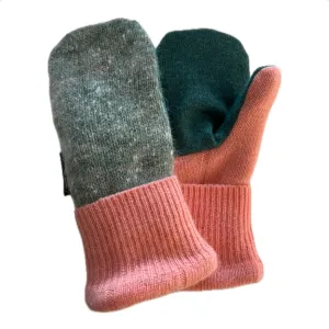 Women's Mittens - Green & Peach- 1530 M/L