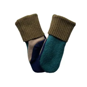 Women's Mittens Petite - Navy & Green - 491