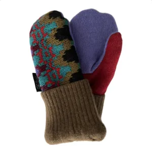 Women's Mittens - Red, Purple Mulit colored Pattern - 1566 M/L