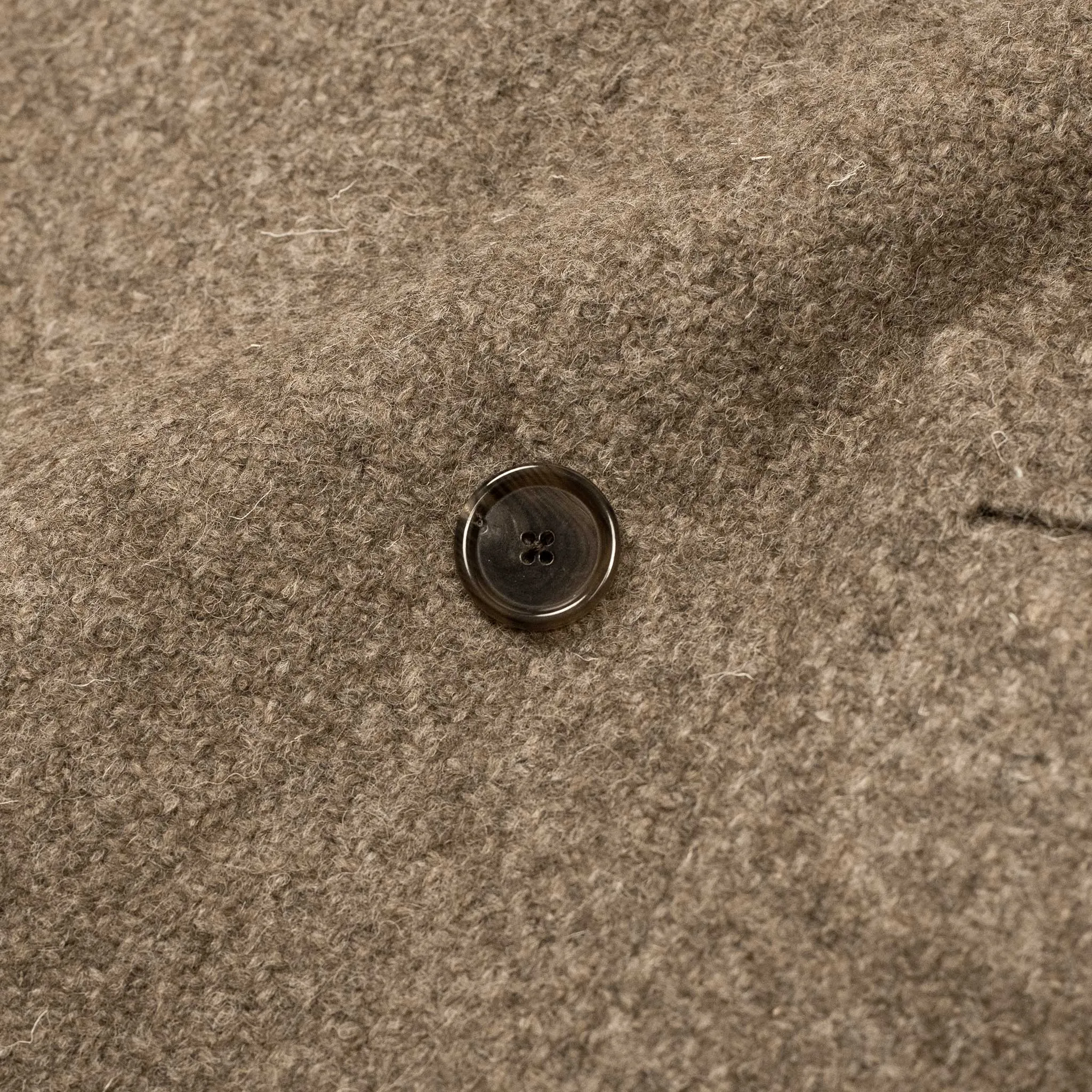 x Sartoria Carrara: Ulster double-breasted coat in camel color hopsack undyed wool