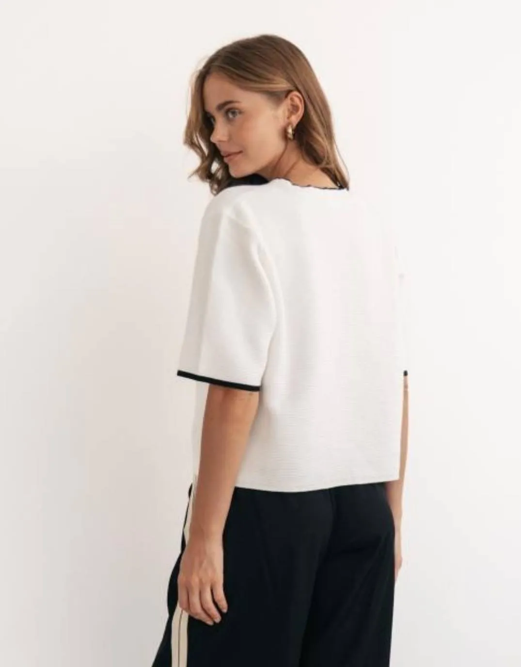 Yara Knit Short Sleeve Top - White
