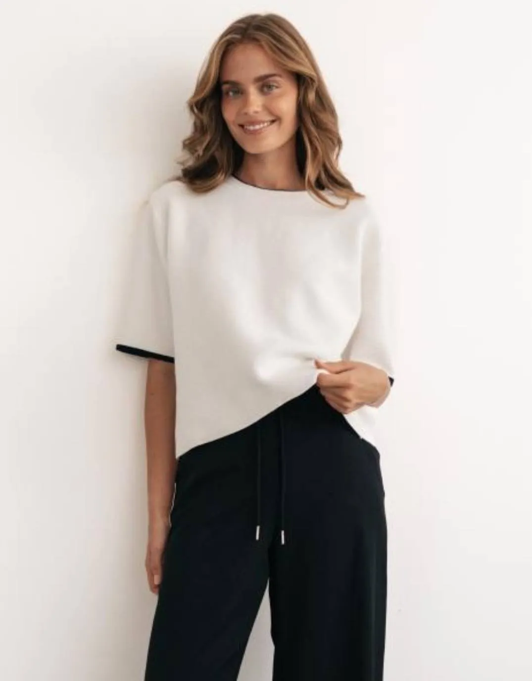 Yara Knit Short Sleeve Top - White