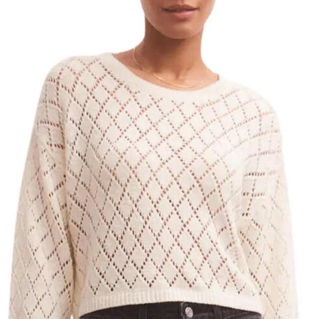 Z Supply Makenna Cropped Sweater, Champagne Blush, Milkshake, Sandstone