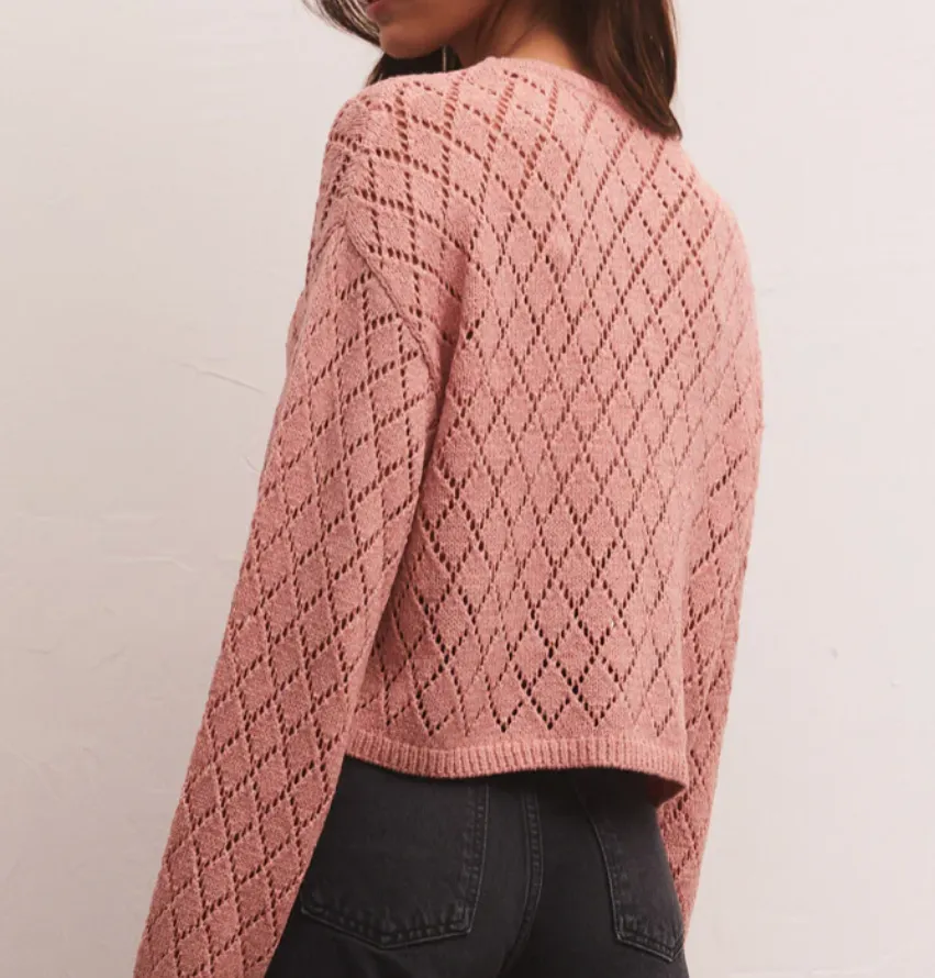 Z Supply Makenna Cropped Sweater, Champagne Blush, Milkshake, Sandstone
