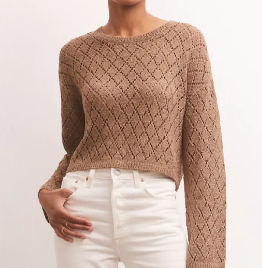 Z Supply Makenna Cropped Sweater, Champagne Blush, Milkshake, Sandstone